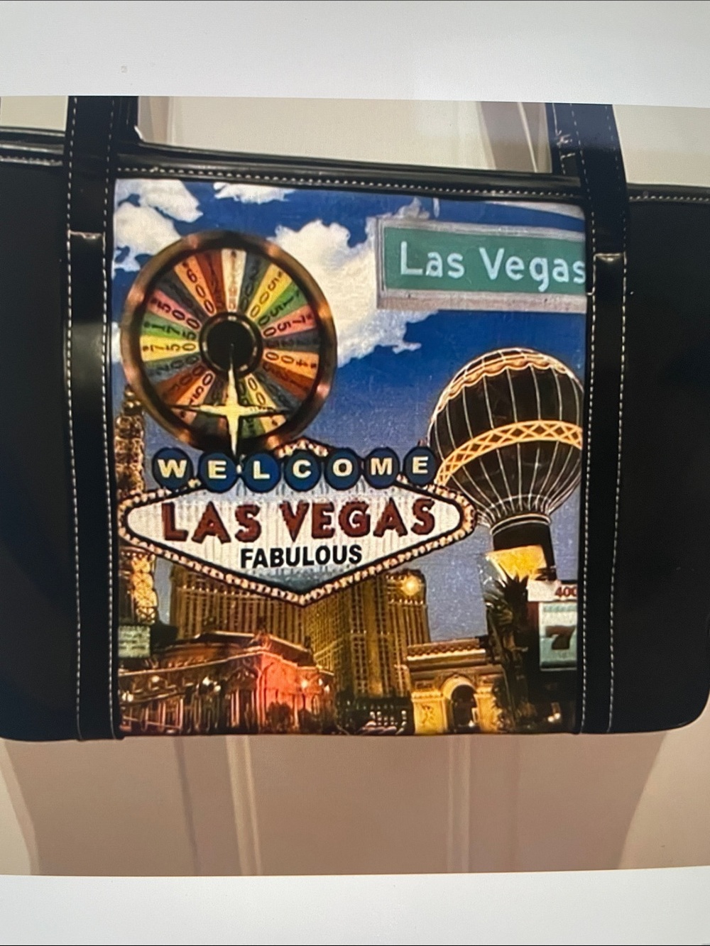 Las Vegas Graphic Black Canvas Tote Bag
